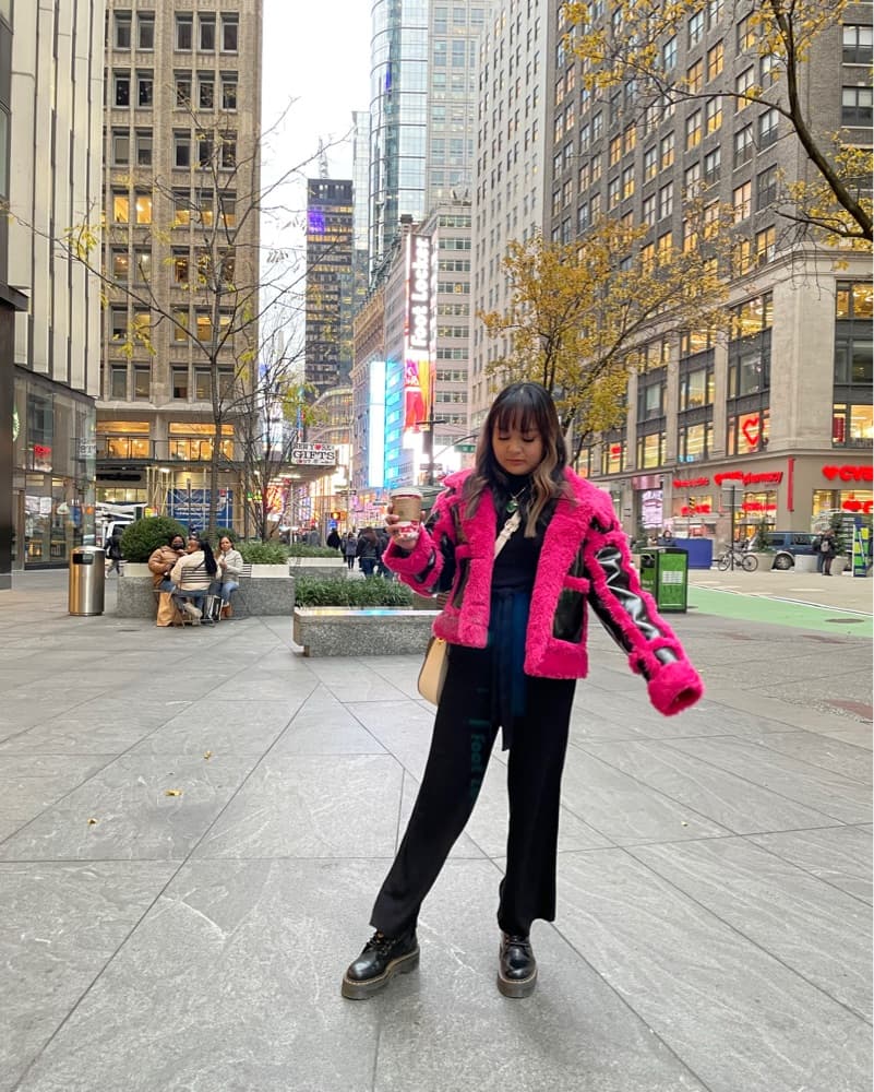 Hot Pink Faux Fur Trim Moto Jacket — Nas - Image 5
