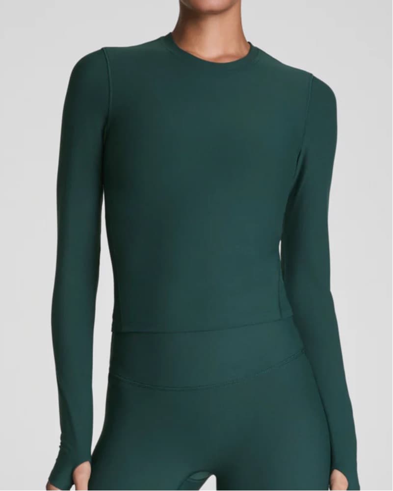 SPANX SLEEK GREEN LONG SLEEVE TOP - Image 1
