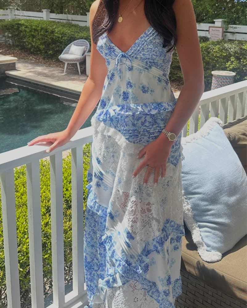 For Love & Lemons Blue Floral Maxi Dress - Image 2