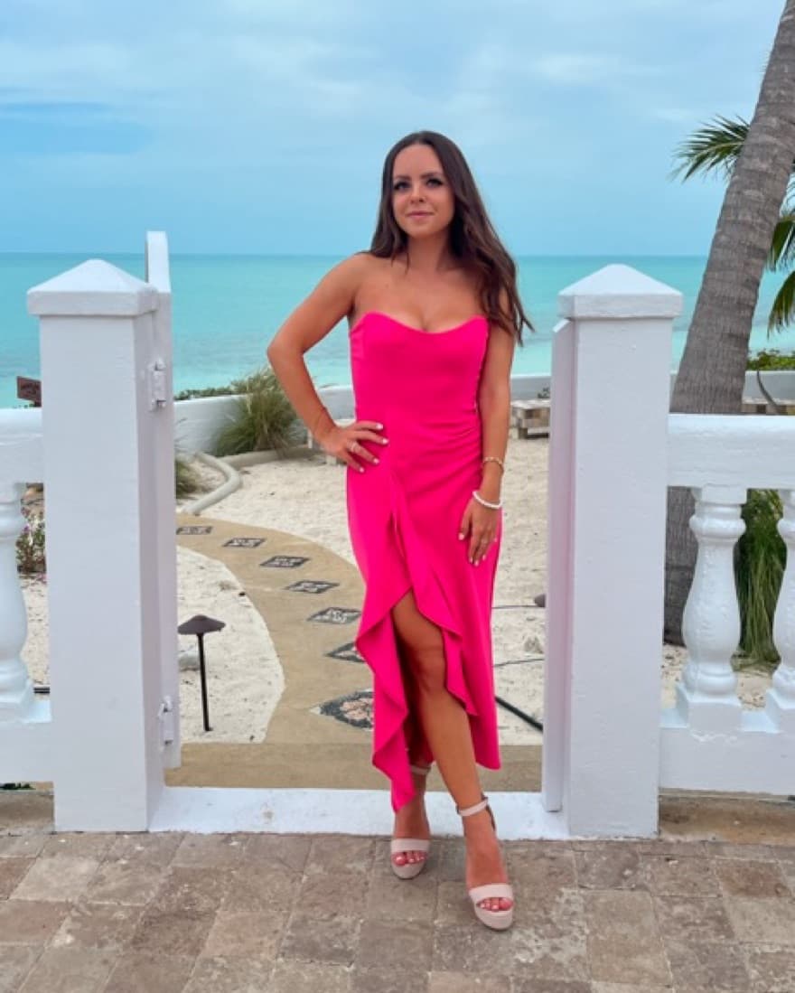 Hot Pink Strapless Dress - Image 2