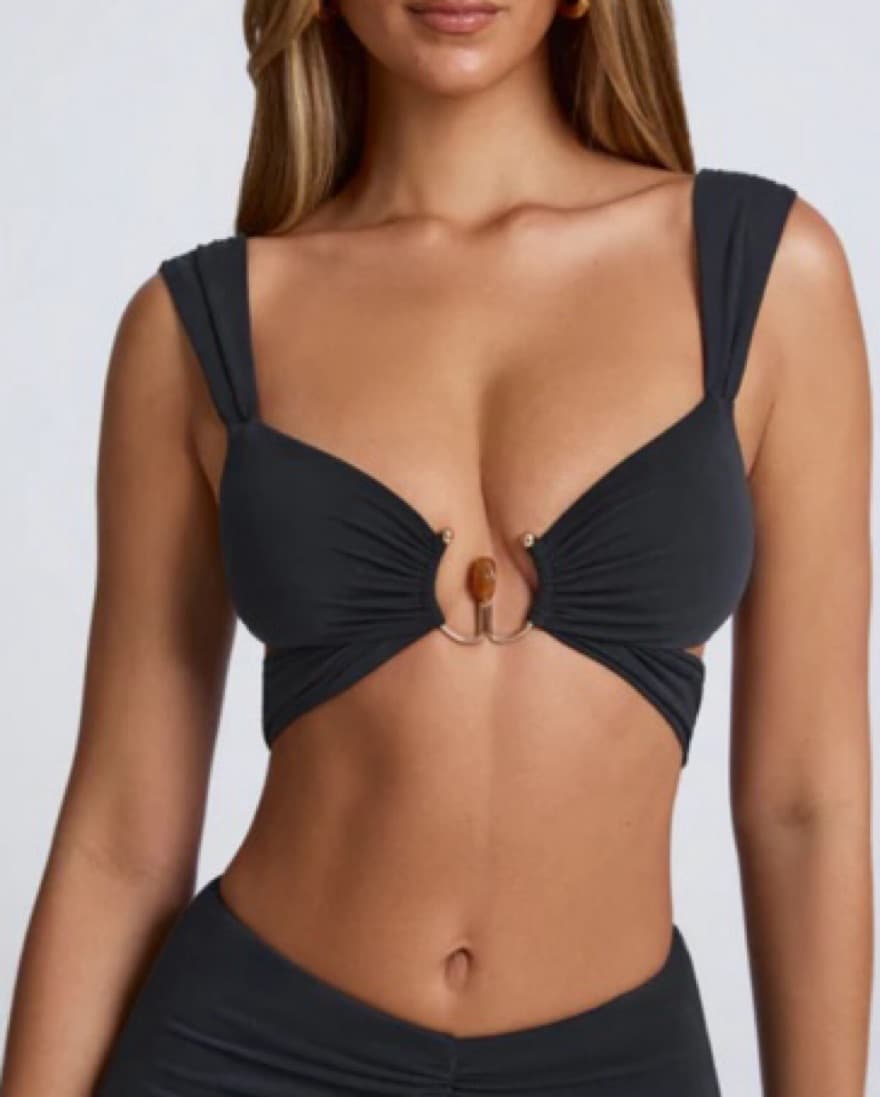 Oh Polly Black Crop Top Tank - Image 1