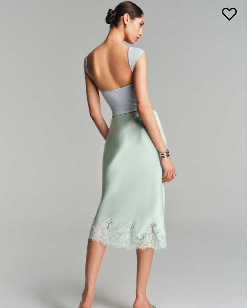 Reformation Silk & Lace Midi Skirt  - Image 2