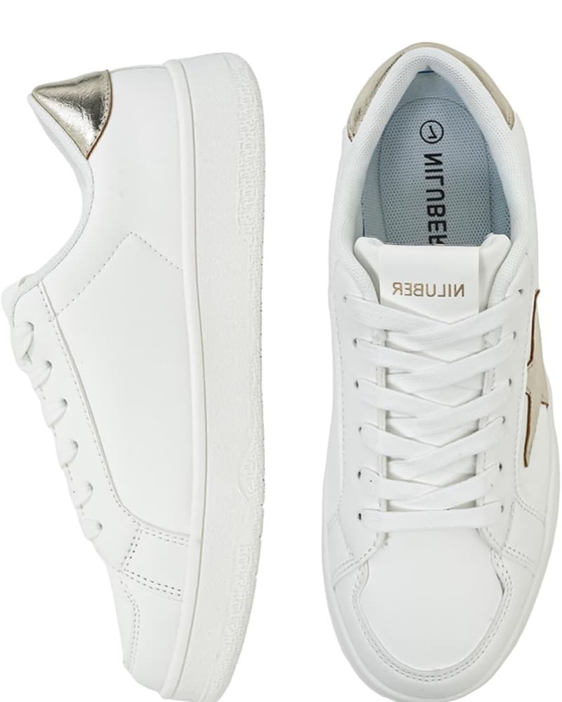 White Gold Star Sneakers - Image 2