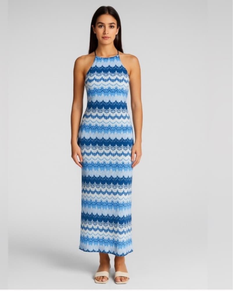 Aqua  Bloomingdale’s Chevron Knit Dress - Image 2