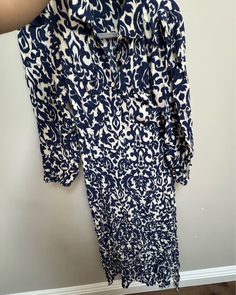Bold Floral Print Dress Blue And Navy - Image 2