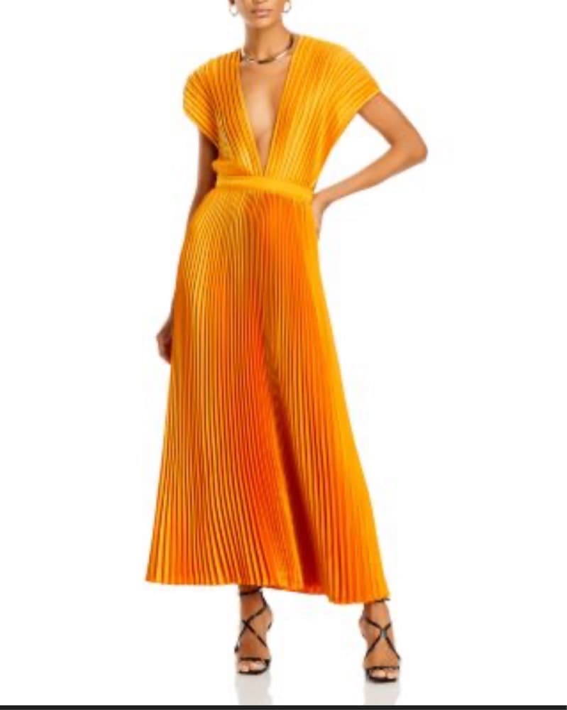 L’Idee Gala Deep V Pleated A Line Maxi  - Image 2