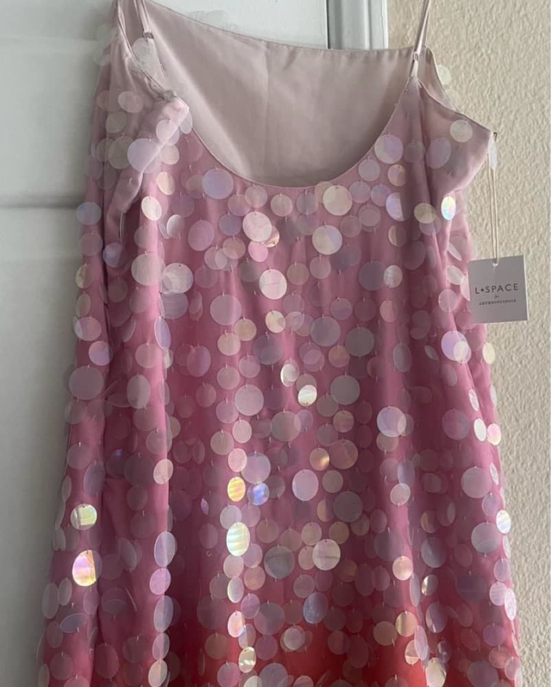 Iridescent Sequin Pink Ombre Mini Dress - Image 4