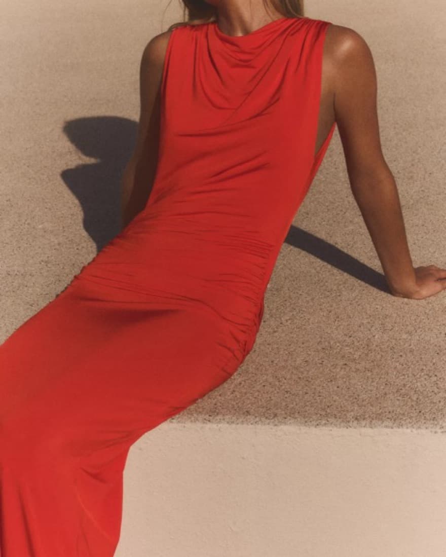 Red Orange Backless Dress - Image 2