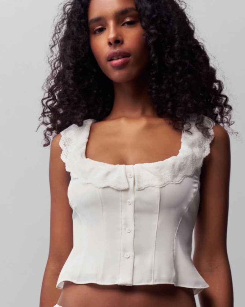 Danielle Guizio Paloma Lace Top In White - Image 1