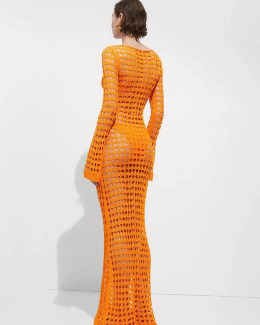 Orange Knit Dress - Image 3