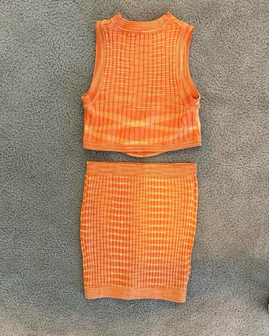 Princess Polly S/M Orange Knit Skirt Set - Image 3