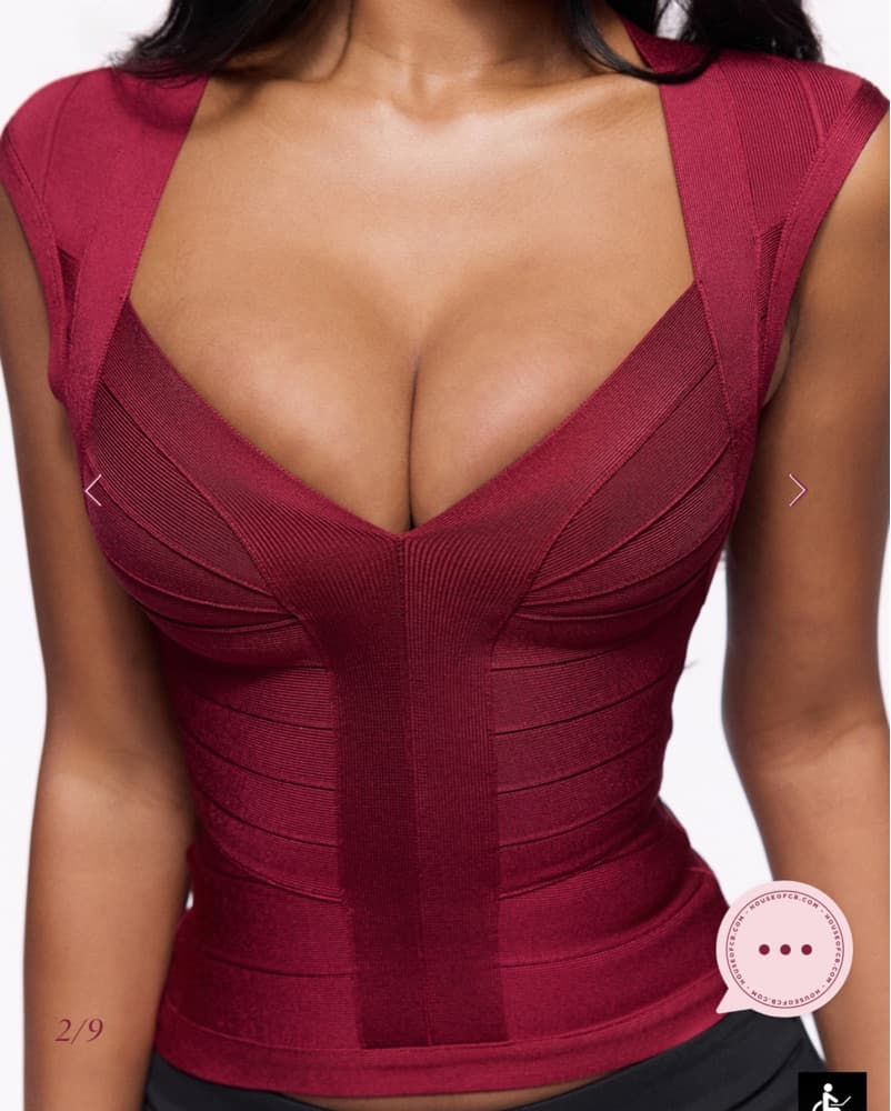 House of CB Bandage Top in Wine - Image 2
