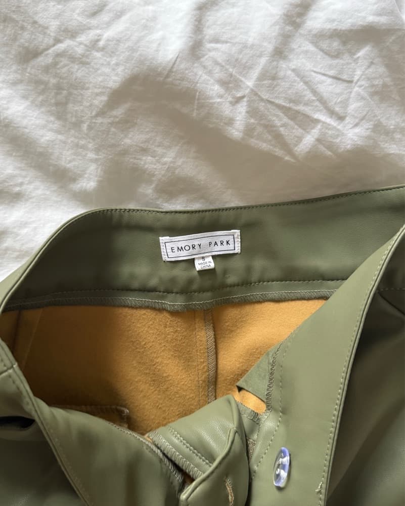 Olive Green Leather Blazer Suit Set - Image 4