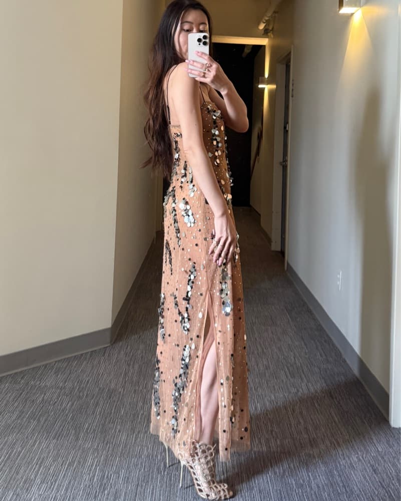 Nastygal Sheer Sequin Maxi Dress S - Image 10