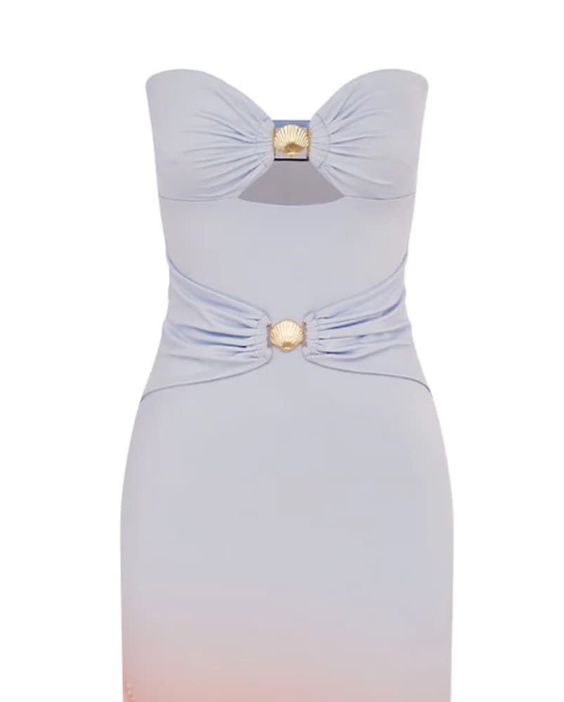 Ombre Strapless Maxi Dress with Shell Accents - Image 4
