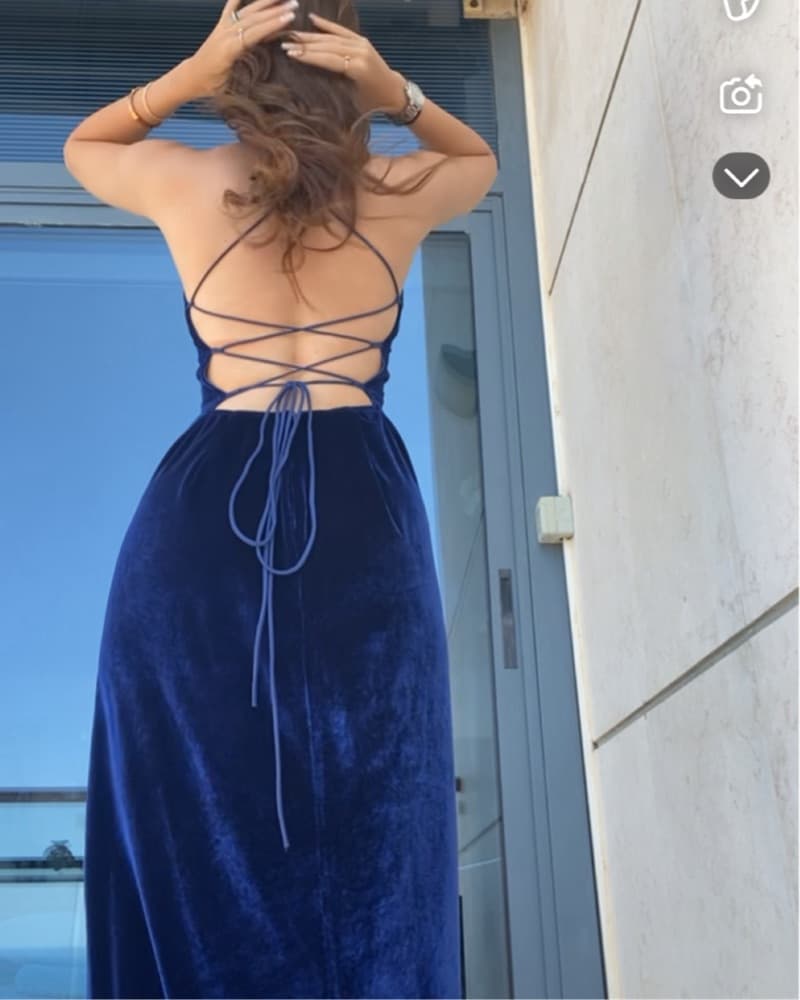 Navy Velvet Maxi Dress Lucy In The Sky - Image 2