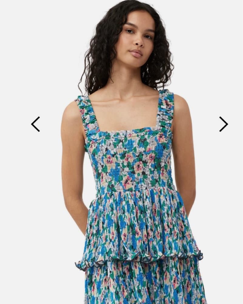GANNI Tiered Floral Midi Dress - Image 6