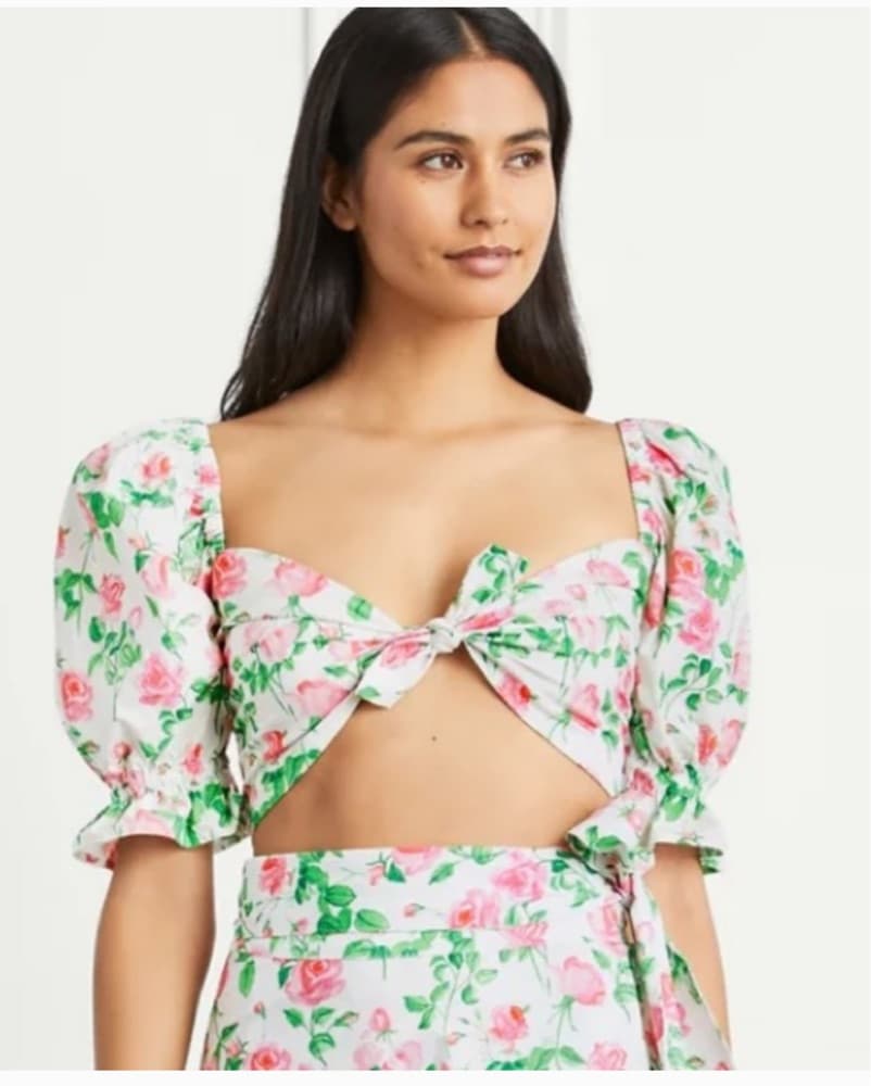 Hill House Pink and Green Floral Top - Image 1