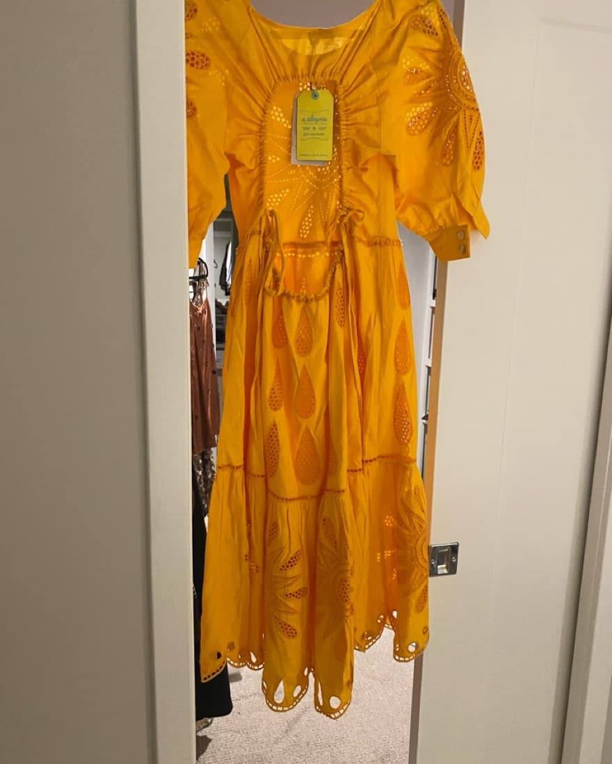 Farm Rio Yellow Embroidered Sundress - Image 6