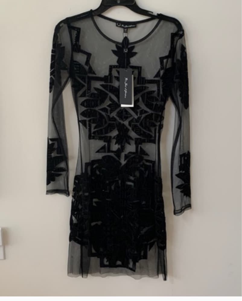 For Love & Lemons Black Sheer Mini Dress - Image 4