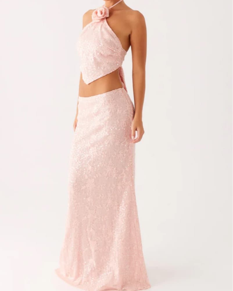 Elegant Lace Halter Maxi Set - Image 3