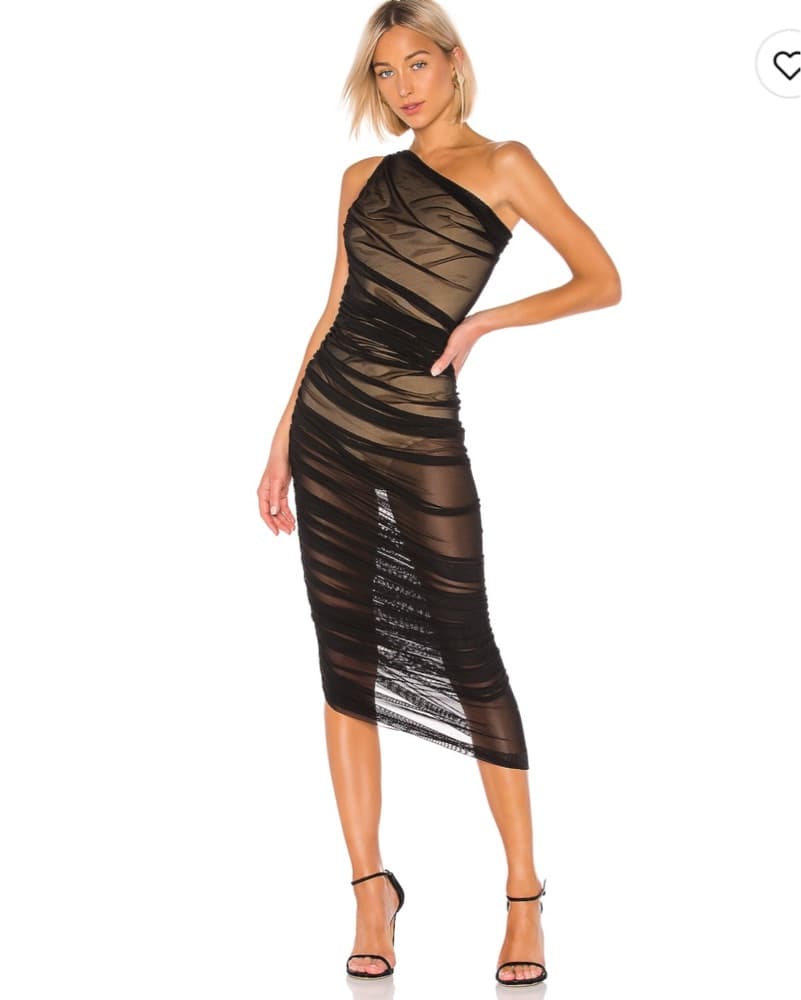 Norma Kamali Diana Gown Blk//Nude Mesh - Image 1