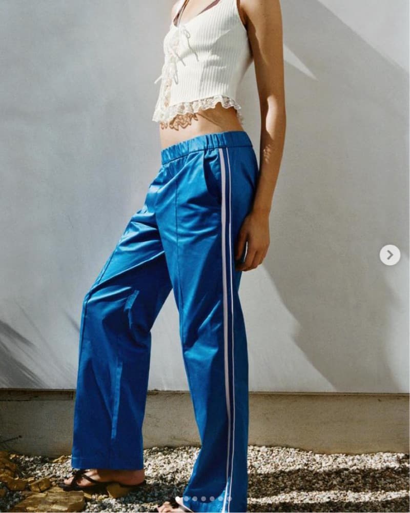 Zara Blue Satin Side Stripe Track Pants - Image 1