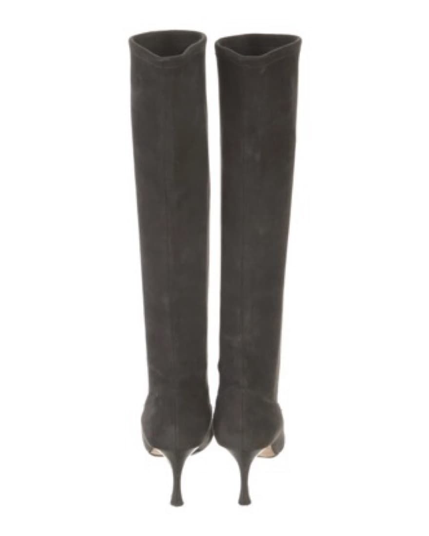 Manolo Blahnik Grey Suede Sock Boots - Image 3