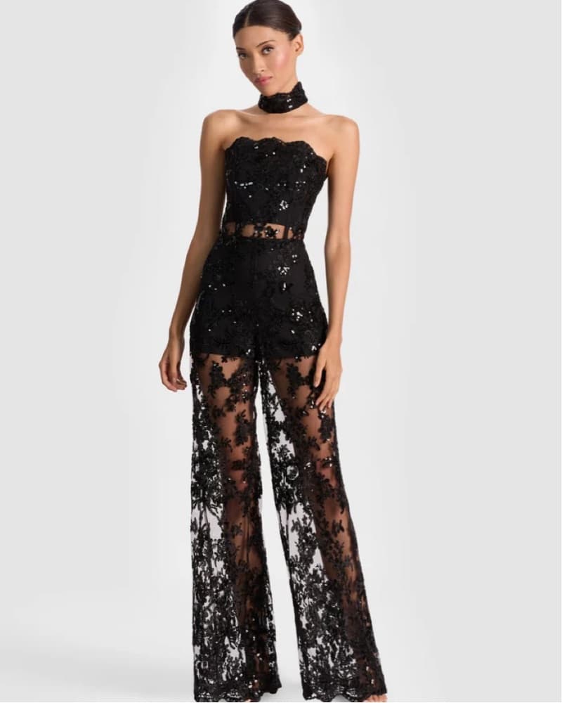 GEORGIE EMBELLISHED LACE JUMPSUIT  - Image 1