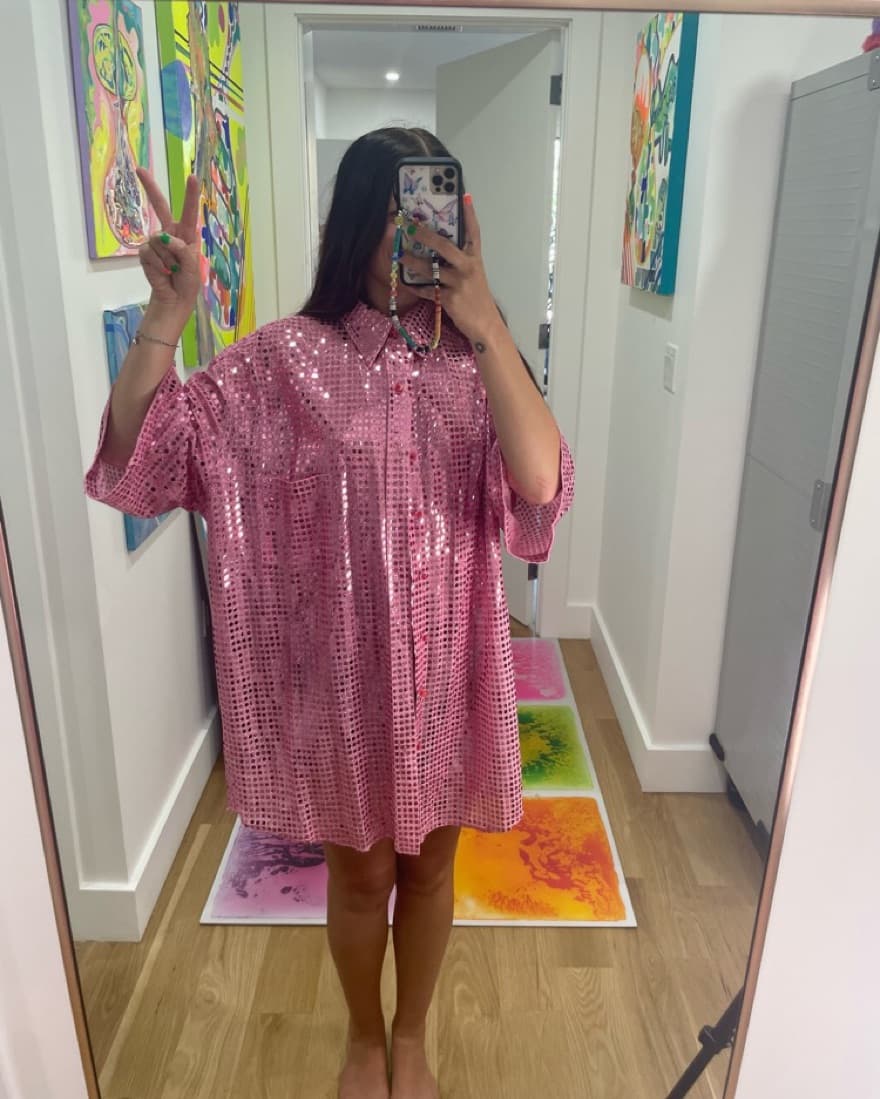 Acne Studios Oversized Pink Sequin Top - Image 1