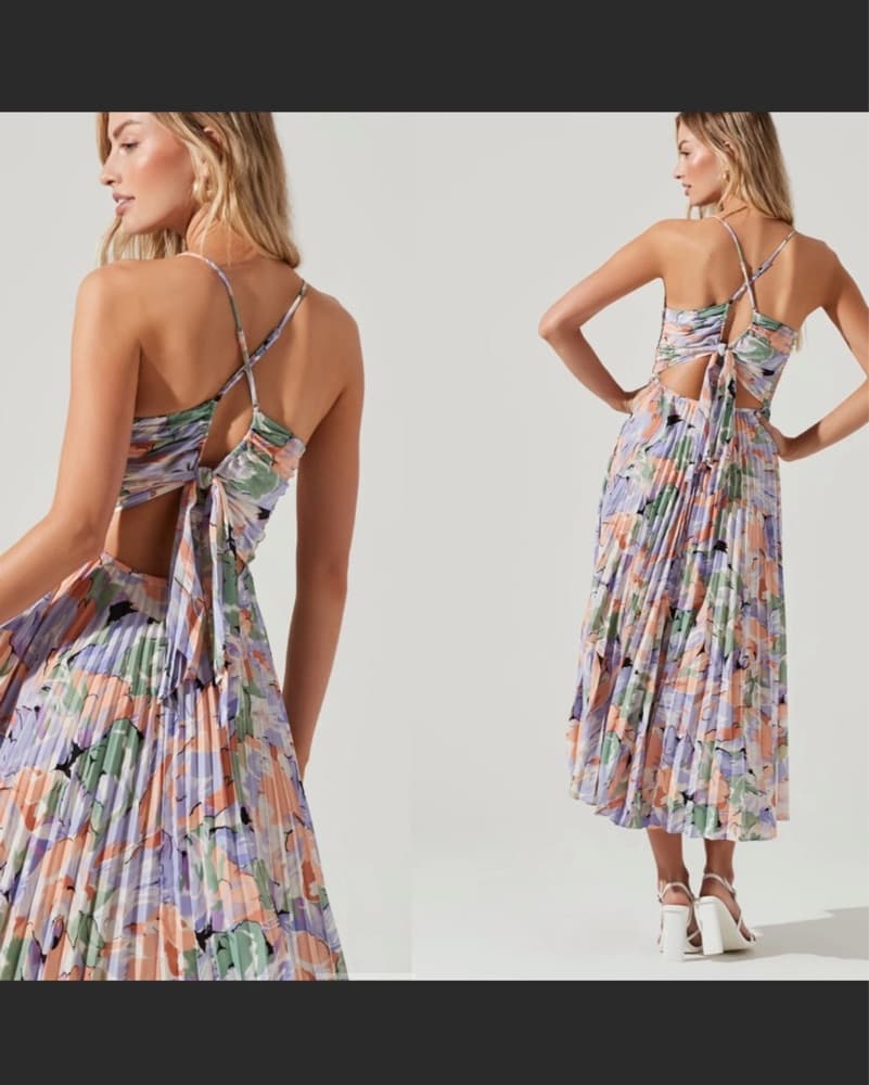 Blythe Floral Plisse Midi Dress - Image 2