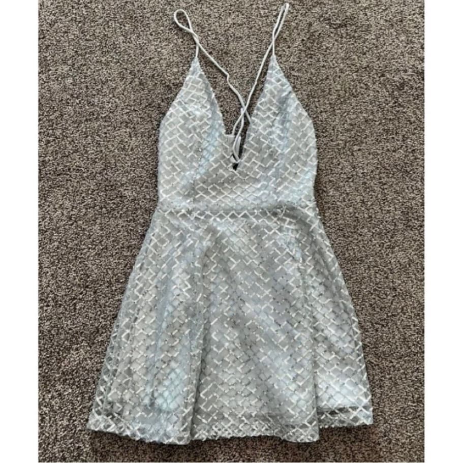 Lucy Silver Grey Sequin Mini Dress - Image 6