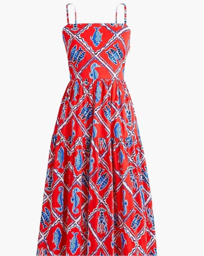 J Crew Lobster Strappy Midi Dress - Image 1