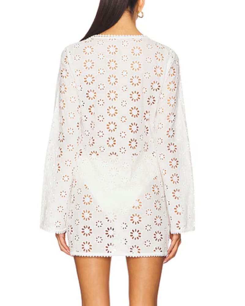 White Eyelet Mini Dress - Image 3