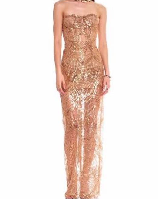 Bronx & Banco Gold Gisele Maxi Dress XS - Image 4