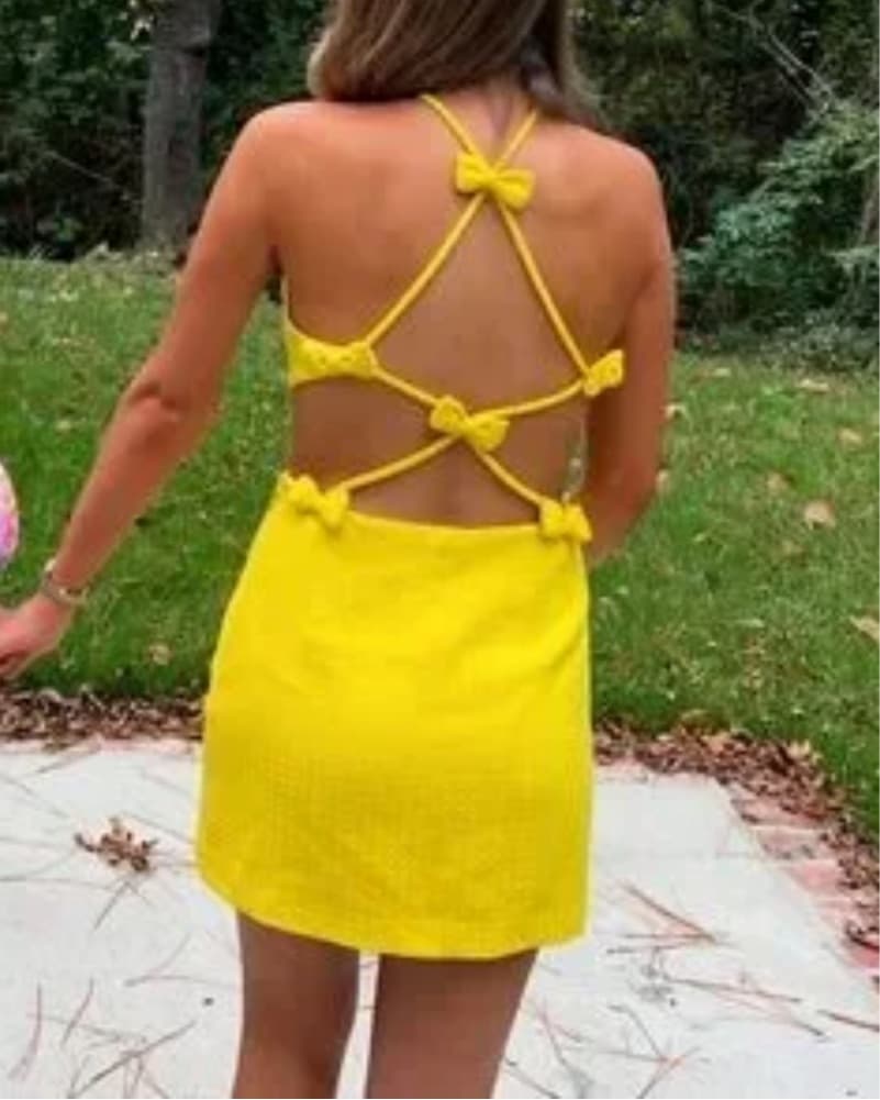 Alexis Mini Yellow Cut Out Dress - Image 4