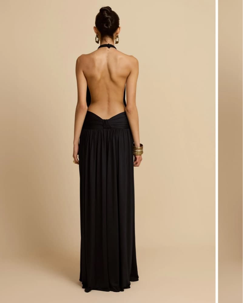 Elegant Black Halter Maxi Dress - Image 2