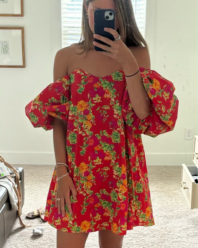 Vibrant Floral Off-the-Shoulder Dress - Image 1