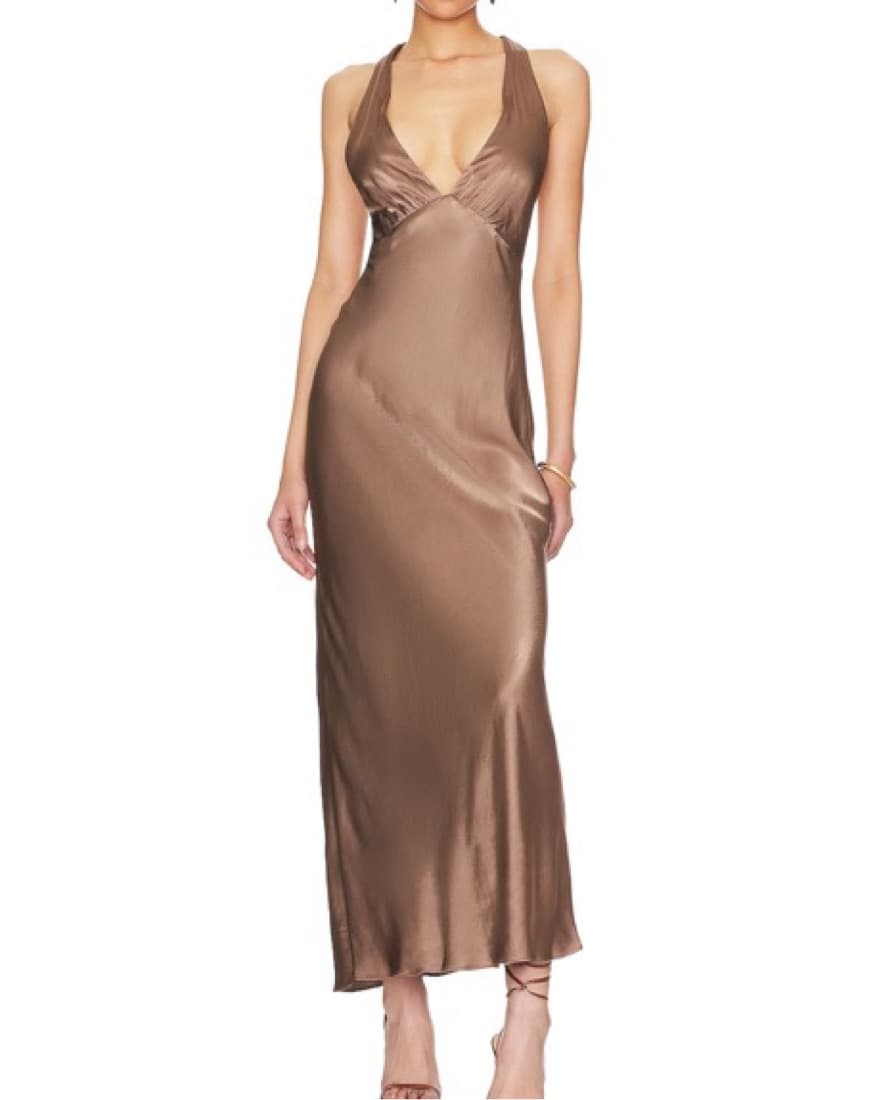 Shona Joy Milo Plunge Dress in Cacao - Image 1