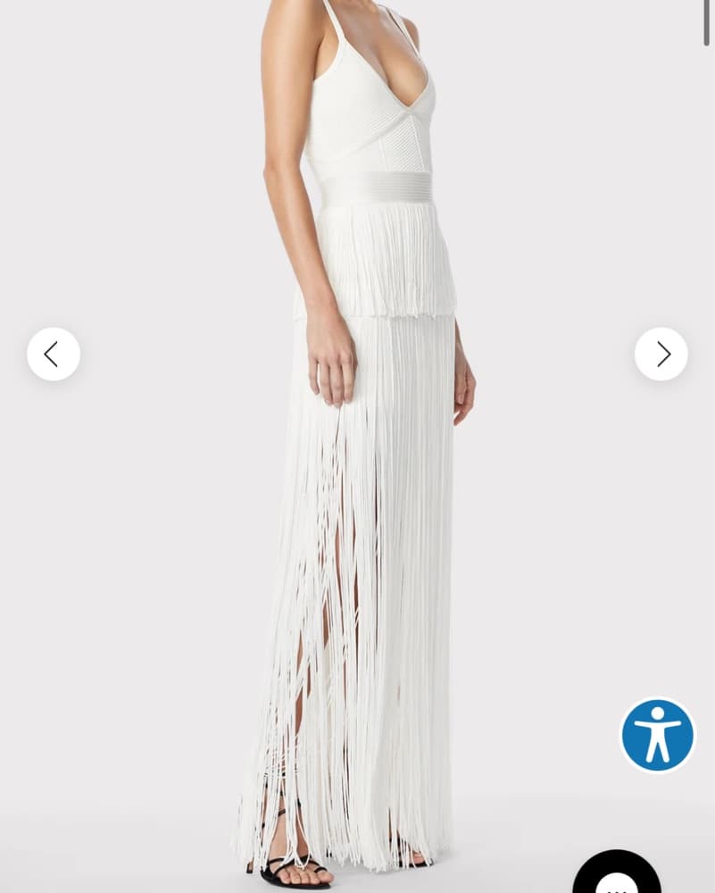 Herve Leger White Fringe Maxi Dress - XS - Image 2