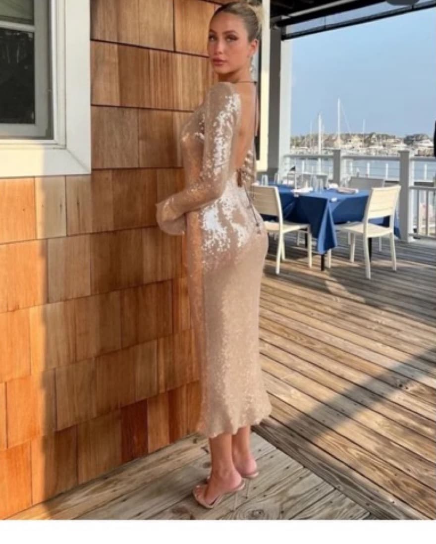 Hailey Bieber Midi Sequin Dress - Image 3