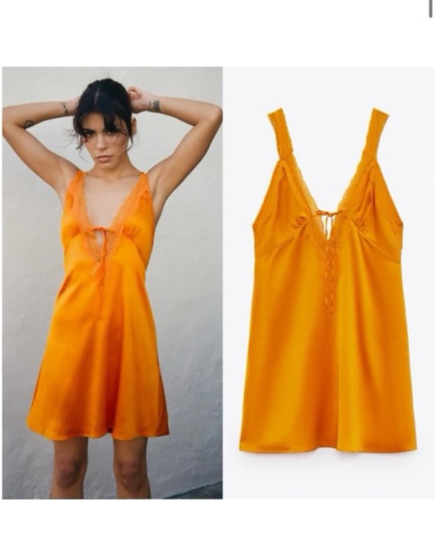 Mini Orange Silk Slip Dress - Image 3