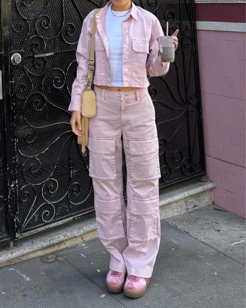 Abercrombie Pink Cargo Pant & Shirt Set - Image 1