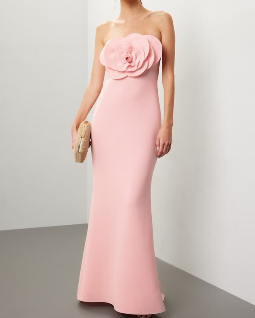 Badgley Mischka Rosette Strapless Gown - Image 5