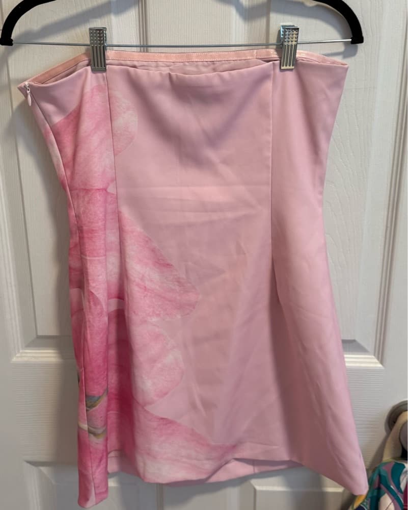 Pink Floral Design Mini Dress - Image 3