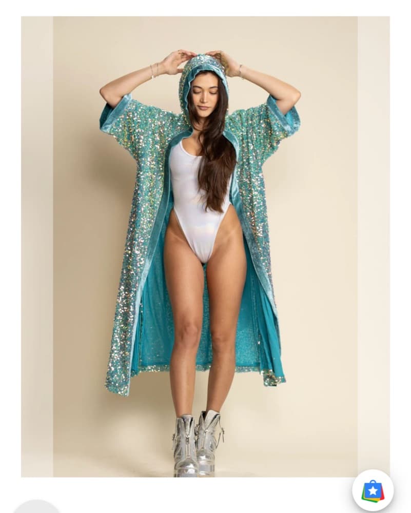 Sparkling Firefly Hooded Sequin Kimono - Image 1