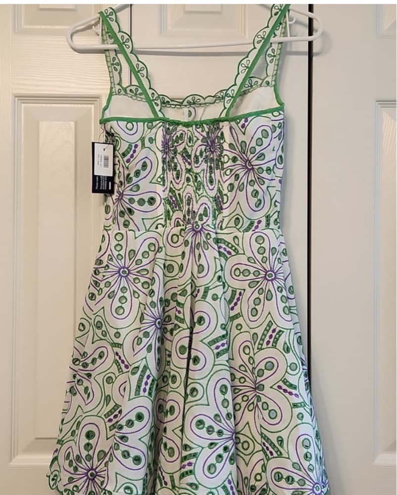 Charo Ruiz Nina Green Eyelet Dress XS - Image 3