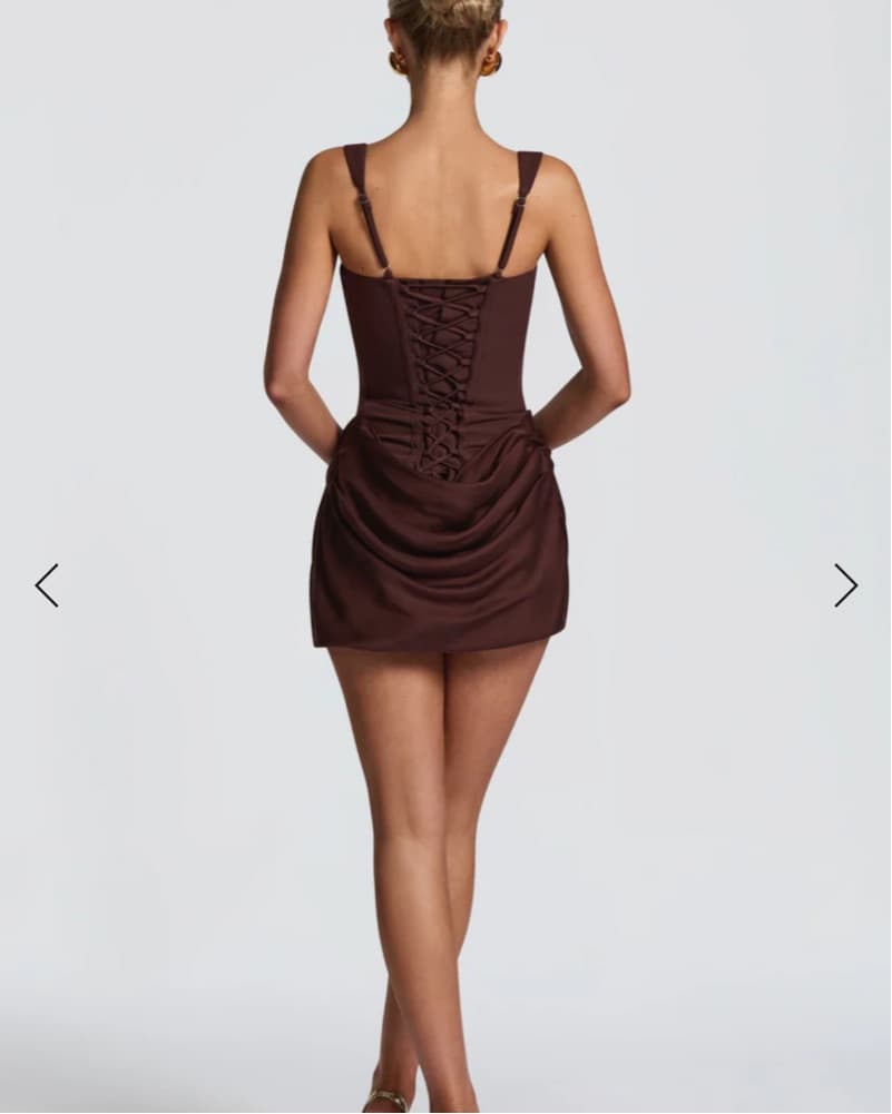 Babyboo Cornelia Mini Dress Plum Brown - Image 3