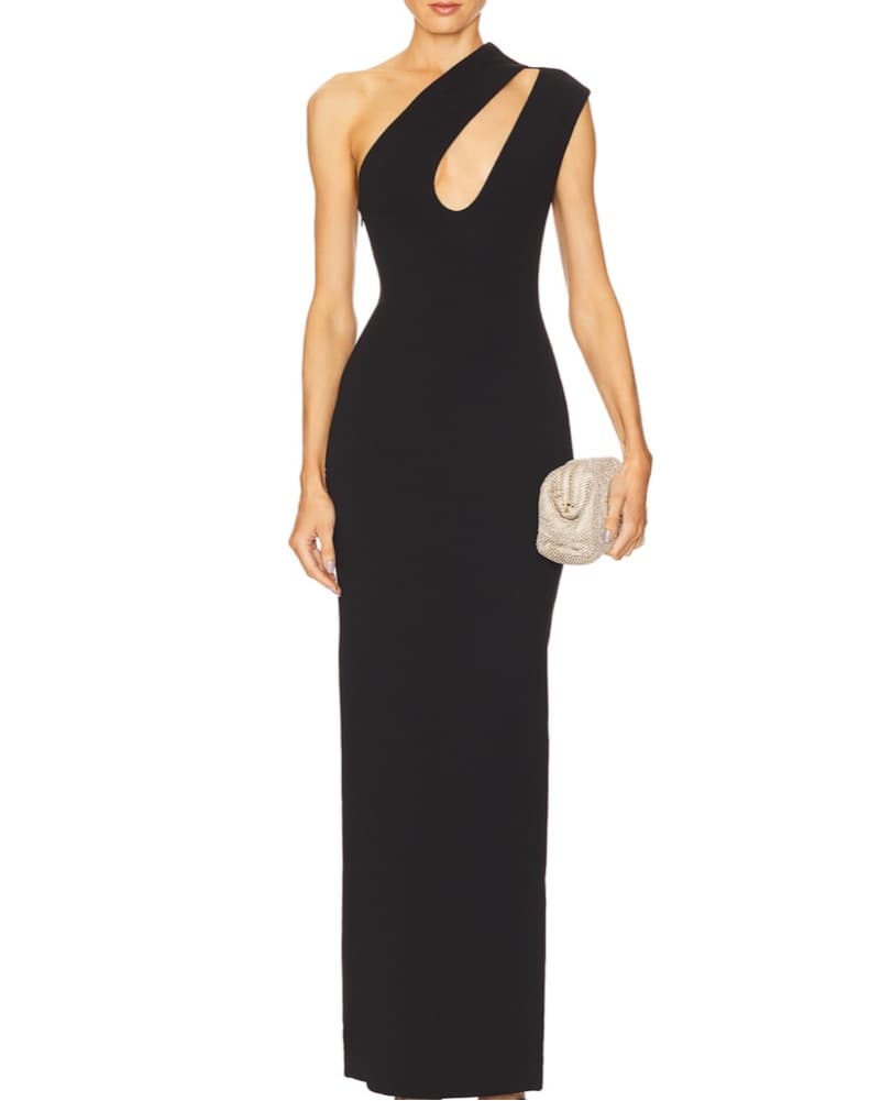 Sleek One-Shoulder Black Gown - Image 1