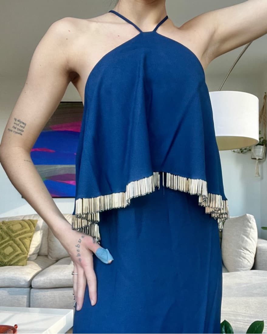 ANIMALE Dark Blue Silk Dress  - Image 5